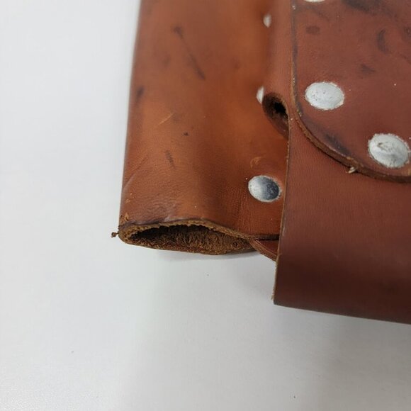 Vintage Leather Tool Belt Holster | 3-Pocket Riveted Carpenter or Stylist Pouch - Picture 6 of 12